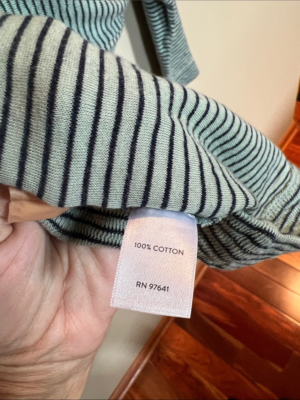 Striped Long Sleeve crewneck Top - Green & Black 100% cotton - Picture 7 of 7
